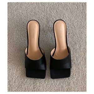 black square toe sandal slides high heels